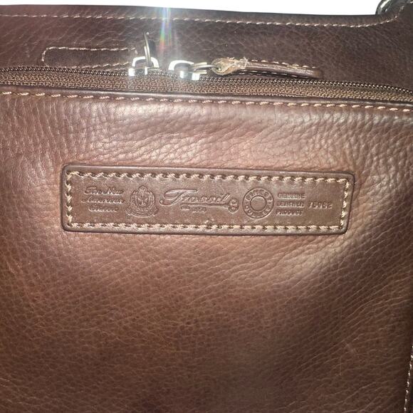 Vintage Fossil Brown Leather Crossbody Bag Wallet Organizer 75082 90s Y2K - Picture 4 of 14
